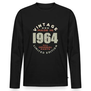 Vintage 1964 - Men's Premium Organic Long Sleeve Shirt - black - Front - Nico (187cm)