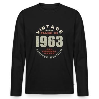 Vintage Retro Jahrgang 1963 Original - Männer Premium Bio Langarmshirt - Schwarz - Vorne - Nico (187cm)