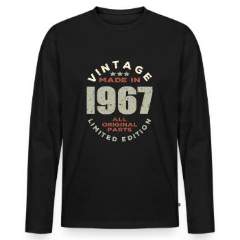 Vintage 1967 - Men's Premium Organic Long Sleeve Shirt - black - Front - Nico (187cm)