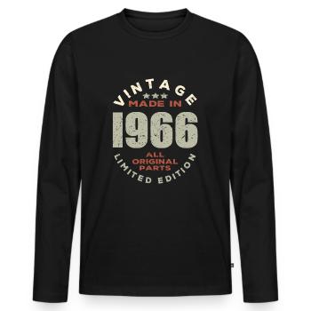 Vintage 1966 - Men's Premium Organic Long Sleeve Shirt - black - Front - Nico (187cm)