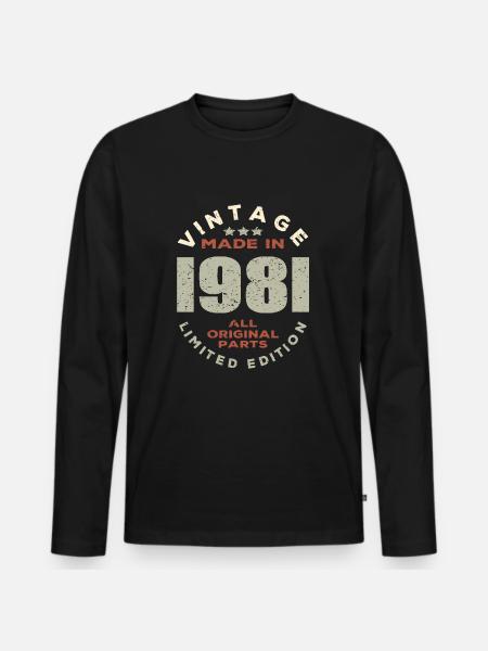 Vintage retro 1981 - T-shirt manches longues Premium bio Homme - noir