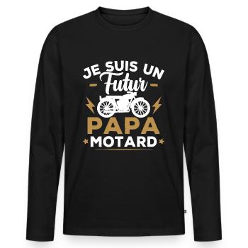 Je suis un futur papa motard - T-shirt manches longues Premium bio Homme - noir - Devant - Nico (187cm)
