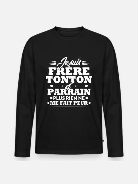 Frère tonton et Parrain - T-shirt manches longues Premium bio Homme - noir