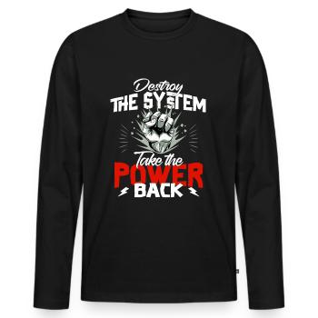 Destroy the System - Revolution - Männer Premium Bio Langarmshirt - Schwarz - Vorne - Nico (187cm)