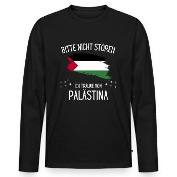 Bitte Nicht Stören Ich Träume Von Palästina - Männer Premium Bio Langarmshirt - Schwarz - Vorne - Nico (187cm)