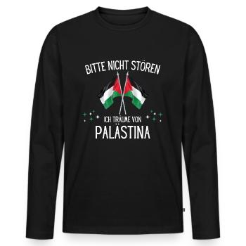 Bitte Nicht Stören Ich Träume Von Palästina - Männer Premium Bio Langarmshirt - Schwarz - Vorne - Nico (187cm)
