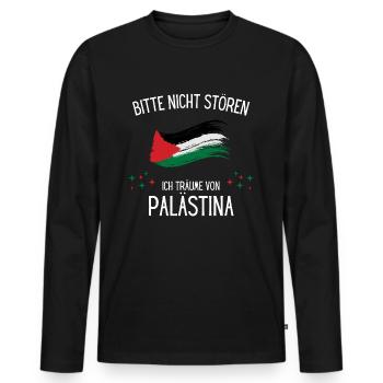 Bitte Nicht Stören Ich Träume Von Palästina - Männer Premium Bio Langarmshirt - Schwarz - Vorne - Nico (187cm)