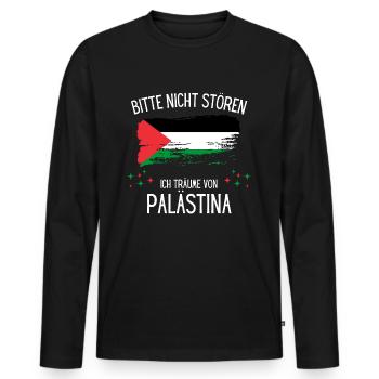 Bitte Nicht Stören Ich Träume Von Palästina - Männer Premium Bio Langarmshirt - Schwarz - Vorne - Nico (187cm)