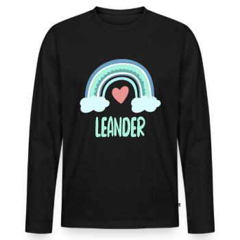Leander Name Rainbow Baby - Men's Premium Organic Long Sleeve Shirt - black - Front - Nico (187cm)