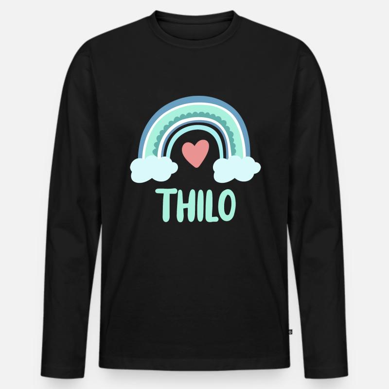 Thilo Name Regenbogen Baby - Männer Premium Bio Langarmshirt - Schwarz