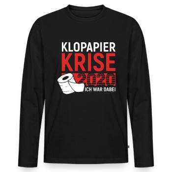 Klopapier Krise 2020 - Ich war dabei - Männer Premium Bio Langarmshirt - Schwarz - Vorne - Nico (187cm)