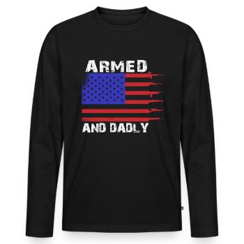 Bewaffnet und väterlich Lustige väterliche Väter - Männer Premium Bio Langarmshirt - Schwarz - Vorne - Nico (187cm)