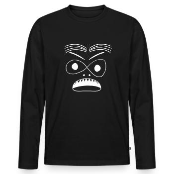 Andreas (#5 aus Weska Face Kollektion) - Männer Premium Bio Langarmshirt - Schwarz - Vorne - Nico (187cm)