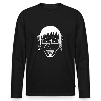 Franky (#7 from Weska Face Collection) - Men's Premium Organic Long Sleeve Shirt - black - Front - Nico (187cm)