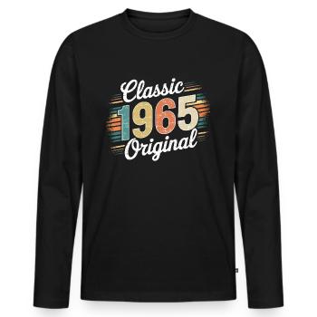 Classique 1965 Original - 60e anniversaire - T-shirt manches longues Premium bio Homme - noir - Devant - Nico (187cm)