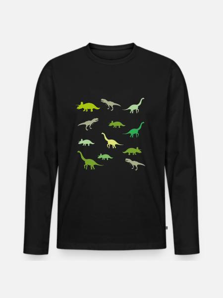 Dinosaurs Pattern - Men's Premium Organic Long Sleeve Shirt - black
