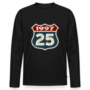 Anniversaire 1997 - 25 ans - T-shirt manches longues Premium bio Homme - noir - Devant - Nico (187cm)
