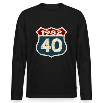 Born in 1982 - 40 years - Men's Premium Organic Long Sleeve Shirt - black - Front - Nico (187cm)
