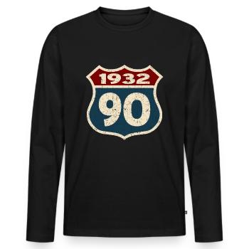 Anniversaire 1932 - 90 ans - T-shirt manches longues Premium bio Homme - noir - Devant - Nico (187cm)