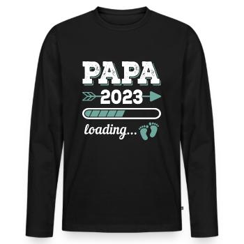 Papa 2023 Loading Geburt Schwangerschaft - Männer Premium Bio Langarmshirt - Schwarz - Vorne - Nico (187cm)