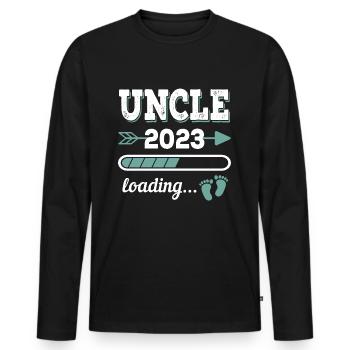 Uncle 2023 Loading Onkel Patenonkel Geschenk - Männer Premium Bio Langarmshirt - Schwarz - Vorne - Nico (187cm)