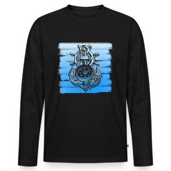 Anchor Design Ship Boat Seafaring Maritime - Men's Premium Organic Long Sleeve Shirt - black - Front - Nico (187cm)