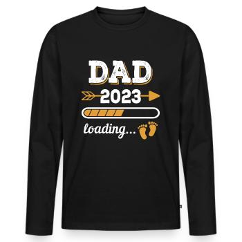 Papa 2023 Futur Père - T-shirt manches longues Premium bio Homme - noir - Devant - Nico (187cm)