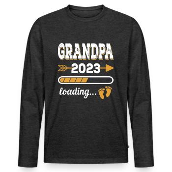 Opa 2023 Zukünftiger Großevater - Männer Premium Bio Langarmshirt - Anthrazit meliert - Vorne - Nico (187cm)