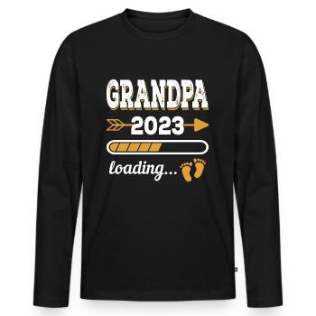 Grand-père 2023 Futur grand-père - T-shirt manches longues Premium bio Homme - noir - Devant - Nico (187cm)