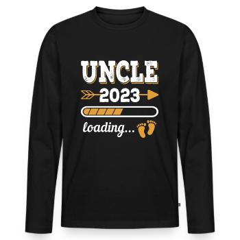 Onkel 2023 Zukünftiger Onkel - Männer Premium Bio Langarmshirt - Schwarz - Vorne - Nico (187cm)