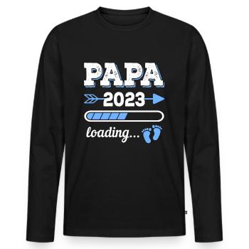 Papa Vater 2023 Geburt Geschenkidee - Männer Premium Bio Langarmshirt - Schwarz - Vorne - Nico (187cm)