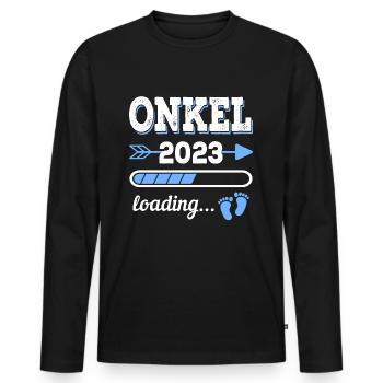 Onkel Patenonkel 2023 Geburt Geschenkidee - Männer Premium Bio Langarmshirt - Schwarz - Vorne - Nico (187cm)