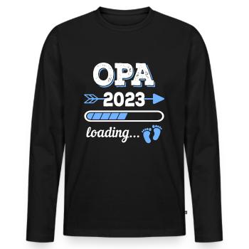 Opa Großvater 2023 Geburt Geschenkidee - Männer Premium Bio Langarmshirt - Schwarz - Vorne - Nico (187cm)