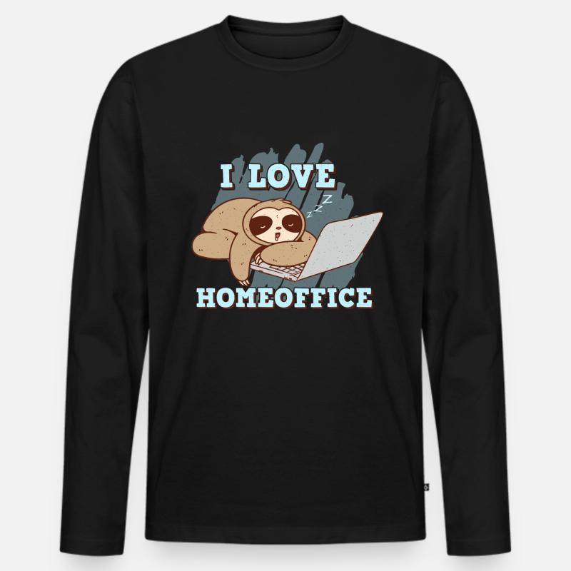 Ich liebe das Home Office - Männer Premium Bio Langarmshirt - Schwarz
