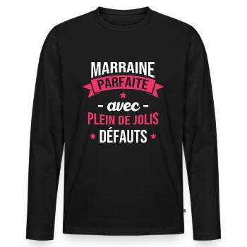 Marraine parfaite avec plein de jolis défauts - T-shirt manches longues Premium bio Homme - noir - Devant - Nico (187cm)
