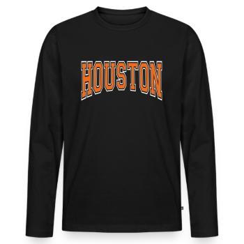 Houston - T-shirt manches longues Premium bio Homme - noir - Devant - Nico (187cm)