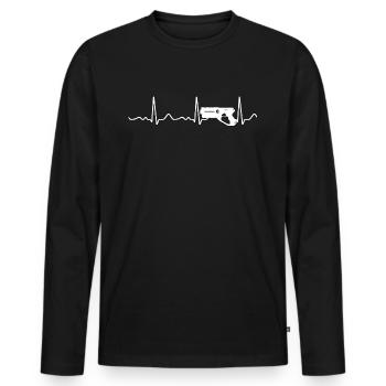 Lasertag / Phaser - Battements de Cœur, Pouls, Ligne de cœur - T-shirt manches longues Premium bio Homme - noir - Devant - Nico (187cm)