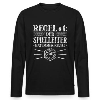 Regel Der Spielleiter Hat Immer Recht Rollenspiel - Männer Premium Bio Langarmshirt - Schwarz - Vorne - Nico (187cm)