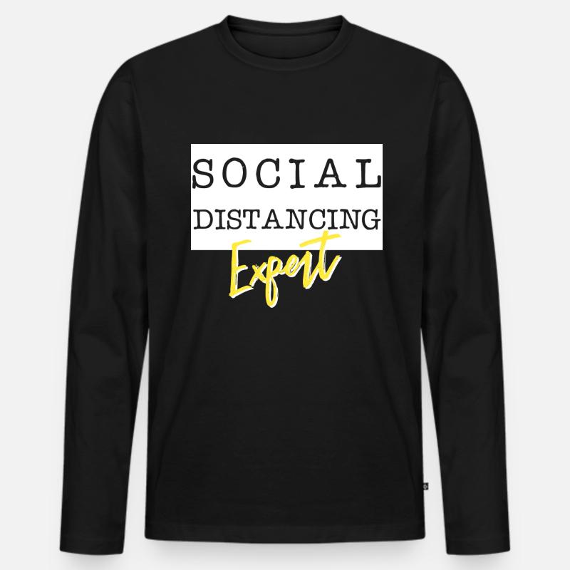 Social Distancing Expert - Männer Premium Bio Langarmshirt - Schwarz