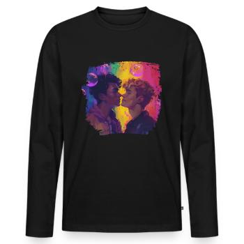 Boy meets Boy - Pride and Strong - LGBTQIA+ - Männer Premium Bio Langarmshirt - Schwarz - Vorne - Nico (187cm)