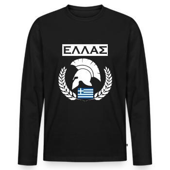 GRÈCE / HELLAS (2) - T-shirt manches longues Premium bio Homme - noir - Devant - Nico (187cm)