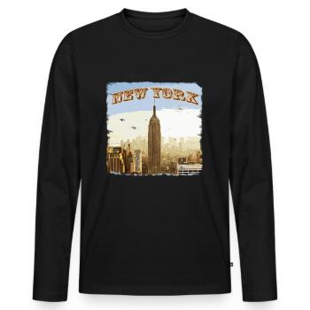 New York - Männer Premium Bio Langarmshirt - Schwarz - Vorne - Nico (187cm)