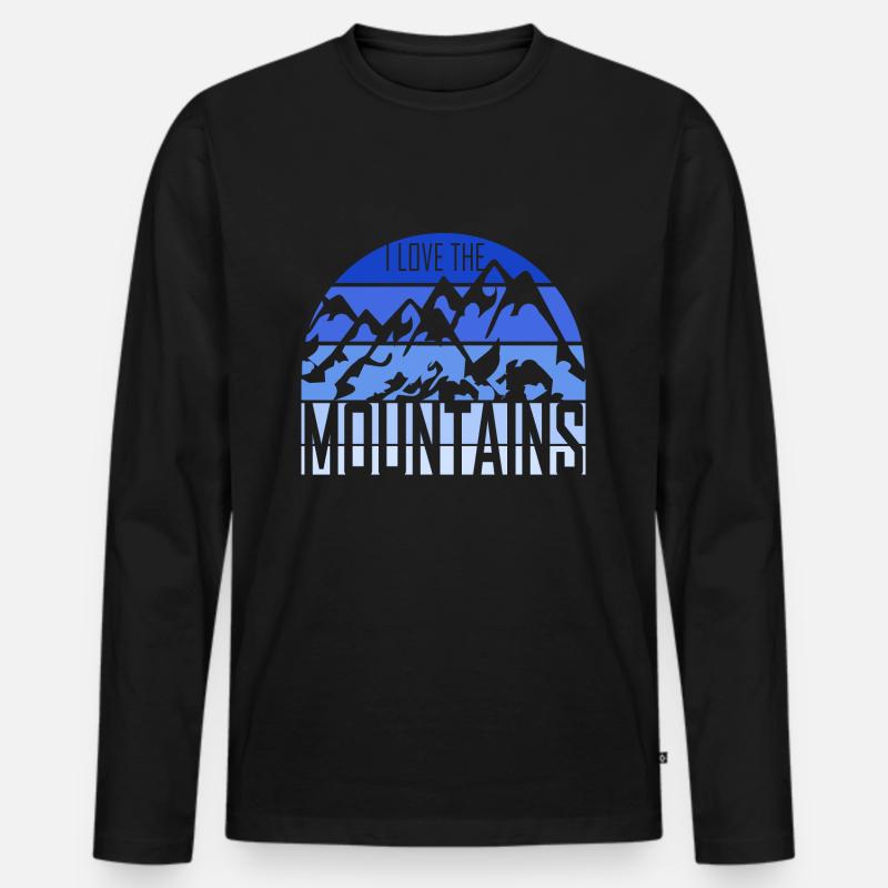 Berge, Mountains, Geschenk - Männer Premium Bio Langarmshirt - Schwarz
