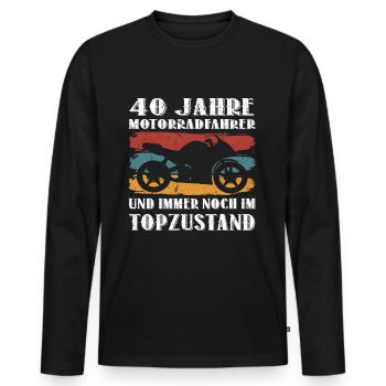 Motorrad 40 Geburtstag Motorräder Biker 40 Jahre - Männer Premium Bio Langarmshirt - Schwarz - Vorne - Nico (187cm)