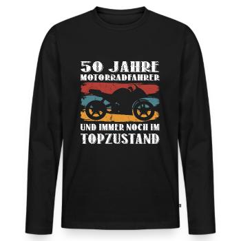 Motorrad Motorräder 50 Jahre 50 Geburtstag Spruch - Männer Premium Bio Langarmshirt - Schwarz - Vorne - Nico (187cm)