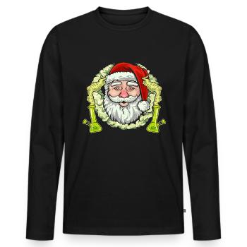 Santa Stoned mit Bong - Ugly Weihnachten - Männer Premium Bio Langarmshirt - Schwarz - Vorne - Nico (187cm)