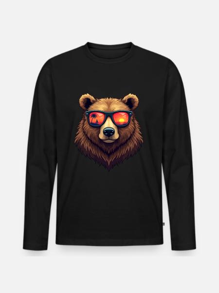 Bear wearing sunglasses - Men's Premium Organic Long Sleeve Shirt - black