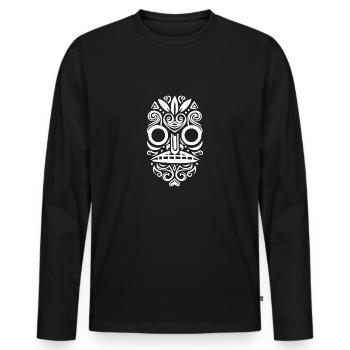 Visage Maori - T-shirt manches longues Premium bio Homme - noir - Devant - Nico (187cm)