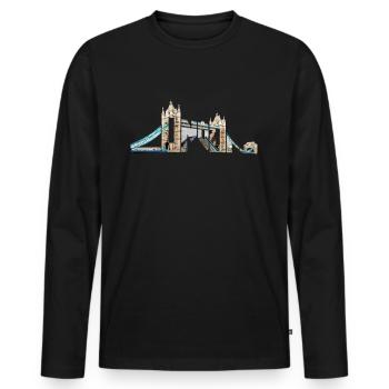 London Souvenir Tower Bridge Typografie England - Männer Premium Bio Langarmshirt - Schwarz - Vorne - Nico (187cm)