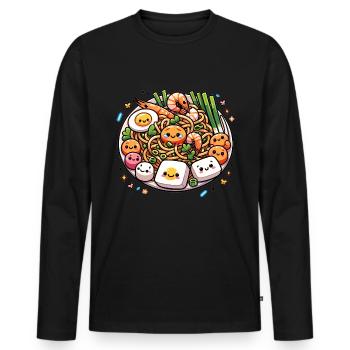 Pad Thai Kawaii Food - Men's Premium Organic Long Sleeve Shirt - black - Front - Nico (187cm)